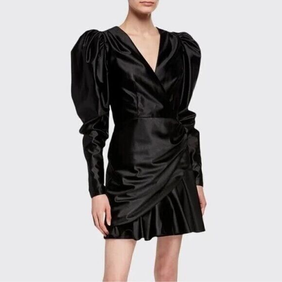 NWOT ROTATE BIRGER CHRISTENSEN No. 24 Satin Mini Black Dress In Size US6 - Picture 3 of 12